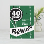 Groene uitnodiging voor reünie van 40 jaar (Staand voorkant)