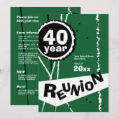 Groene uitnodiging voor reünie van 40 jaar (Voorkant / Achterkant)