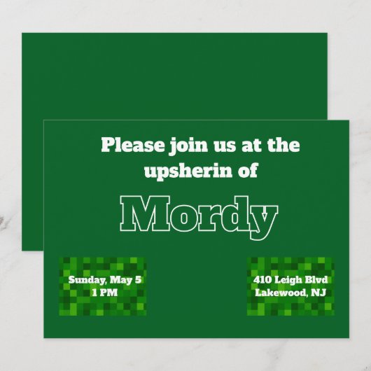 Groene uitnodiging voor upsherin (Voorkant / Achterkant)