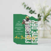 Groene uitnodigingen voor budgettaire Football Pla (Staand voorkant)