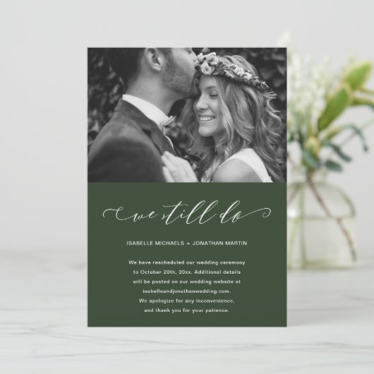 Groene uitstel van de bruiloft We doen het nog ste Aankondiging (Staand voorkant)