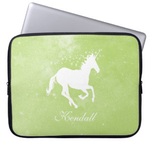 Groene Unicorn persoonlijke laptophoes Laptop Sleeve