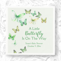 Groene Uniseks Vlinder Baby Shower Servet
