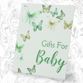 Groene Unisex Little Butterfly Baby shower geschen Reclamebord Met Voetstuk