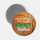 Groene universitaire basketbal aangepaste middelba magneet (Voorkant / Achterkant)