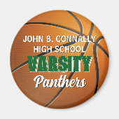Groene universitaire basketbal aangepaste middelba magneet (Voorkant)