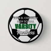 Groene universitaire voetbal aangepaste middelbare ronde button 5,7 cm (Voorkant)