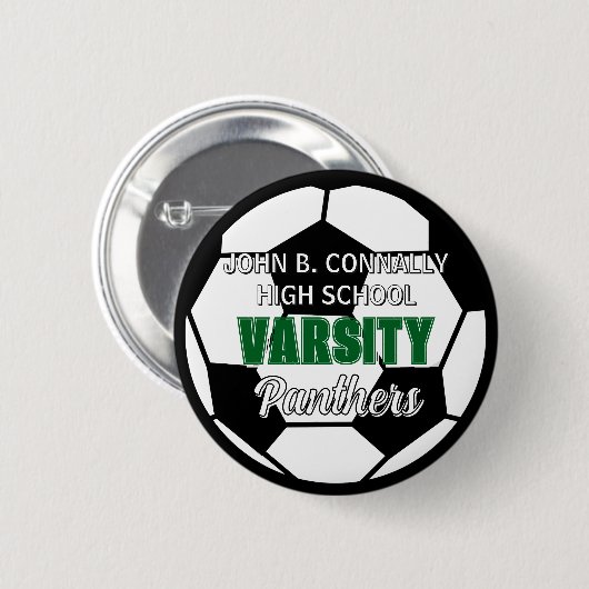 Groene universitaire voetbal aangepaste middelbare ronde button 5,7 cm (Voorkant /achterkant)