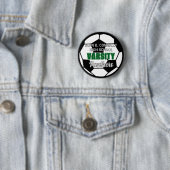 Groene universitaire voetbal aangepaste middelbare ronde button 5,7 cm (In situ)