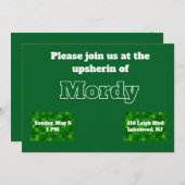 Groene upsherin-uitnodiging kaart (Voorkant / Achterkant)