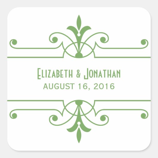 Groene v2 Fancy sierweddenschappen Vierkante Sticker (Voorkant)
