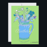 Groene V2 Kleurrijke Happy Birthday Bloemen In Mok Feestdagenkaart<br><div class="desc">Een origineel bloemkunstwerk van kunstenaar Linda Kavalsky,  voeg wat kleur toe om iemands dag op te vrolijken!</div>