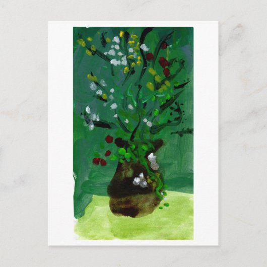 Groene vaas op groene achtergrond briefkaart (Voorkant)