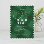 Groene vakantie geruite faux Folie kerstfeest Kaart (Staand voorkant)