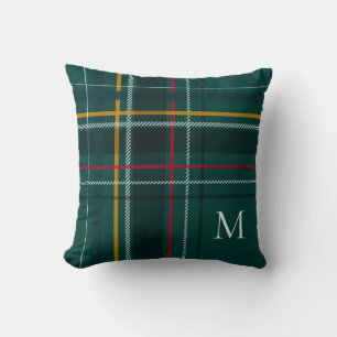 Groene vakantie geruite Kerst decor monogram Kussen
