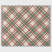 Groene vakantie kerst geruite cadeau inpakpapier (Vlak)