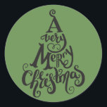 Groene Vakantie Kerstboom MERRY CHRISTMAS Ronde Sticker<br><div class="desc">Stickers</div>