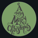 Groene Vakantie Kerstboom MERRY CHRISTMAS Ronde Sticker<br><div class="desc">Stickers</div>