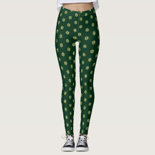 Groene vakantie moderne gouden folie witte sneeuwv leggings