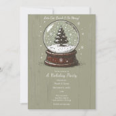 Groene Vakantie Sneeuw Wereldbol Kerstfeest Kaart (Voorkant)