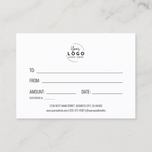 Groene Vakantie Zakelijk Cadeaubon Visitekaartje (Achterkant)