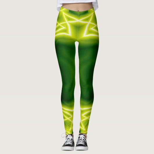 Groene vakken leggings (Voorkant)