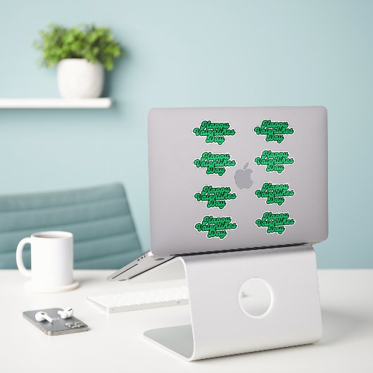 Groene Valentijnsdag Font GROTE Sticker Blad (Laptop op bureau)