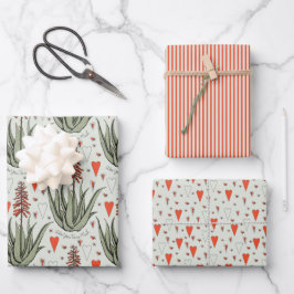 Groene Valentijnse Aloë vetplanten Strepen Harten Inpakpapier Vel