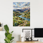Groene Vallei Berg Landschap Poster (Thuiskantoor)