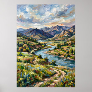 Groene Vallei Berg Landschap Poster