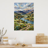 Groene Vallei Berg Landschap Poster (Keuken)