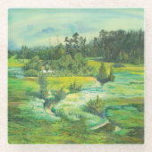 groene vallei glazen onderzetter (Voorkant)