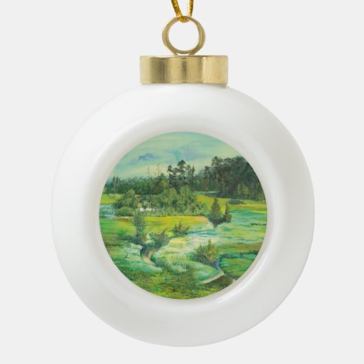 groene vallei keramische bal ornament (Voorkant)