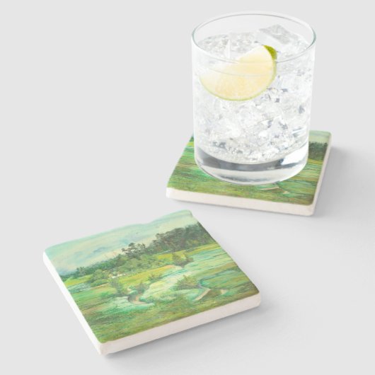 groene vallei stenen onderzetter (Zijkant)