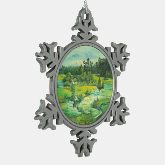 groene vallei tin sneeuwvlok ornament (Links)