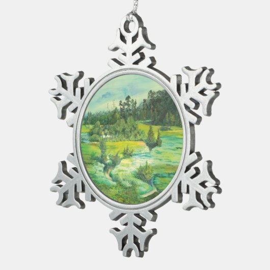 groene vallei tin sneeuwvlok ornament (Rechts)