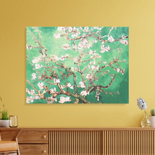 Groene Van Gogh Amandelbloesems Canvas Afdruk (Insitu (Woonkamer))