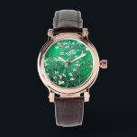 Groene Van Gogh Amandelbloesems Horloge<br><div class="desc">Geniet van de romantische bloemenscène van Vincent Van Gogh's amandelbloesems met bijgewerkte kleurenschema's. horloge,  polshorloge,  van gogh,  vincent van gogh,  bloemen,  bloesem,  amandelbloesems,  elegant,  cadeaus voor haar,  goedkope geschenken</div>