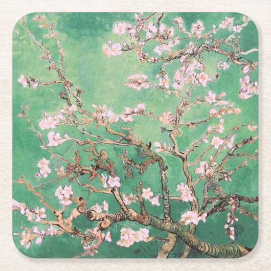 Groene Van Gogh Amandelbloesems Kartonnen Onderzetters (Voorkant)
