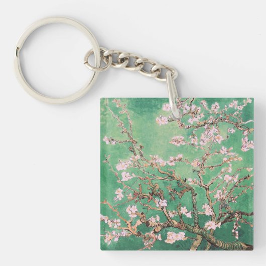 Groene Van Gogh Amandelbloesems Sleutelhanger (voorkant)