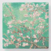 Groene Van Gogh Amandelbloesems Stenen Onderzetter (Voorkant)