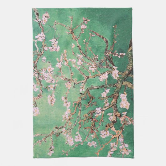 Groene Van Gogh Amandelbloesems Theedoek (Verticaal)