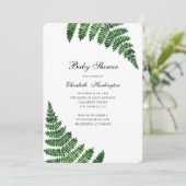Groene varen baby shower. Waterverf botanisch Kaart (Staand voorkant)