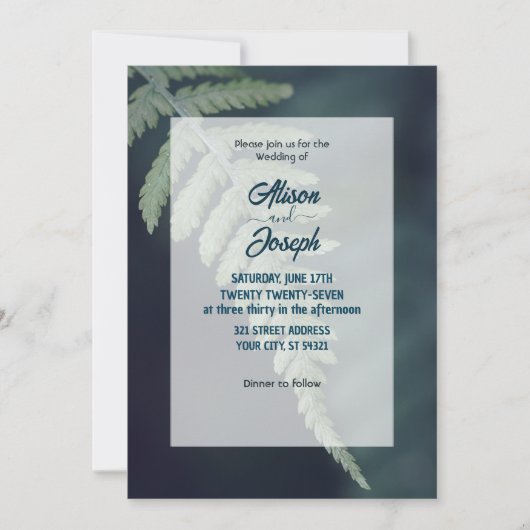 Groene varen blad bruiloft uitnodiging (Voorkant)