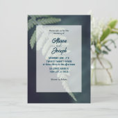 Groene varen blad bruiloft uitnodiging (Staand voorkant)