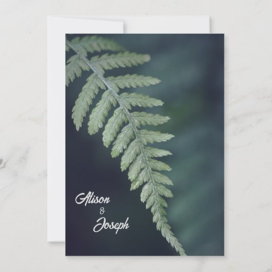 Groene varen blad bruiloft uitnodiging (Achterkant)