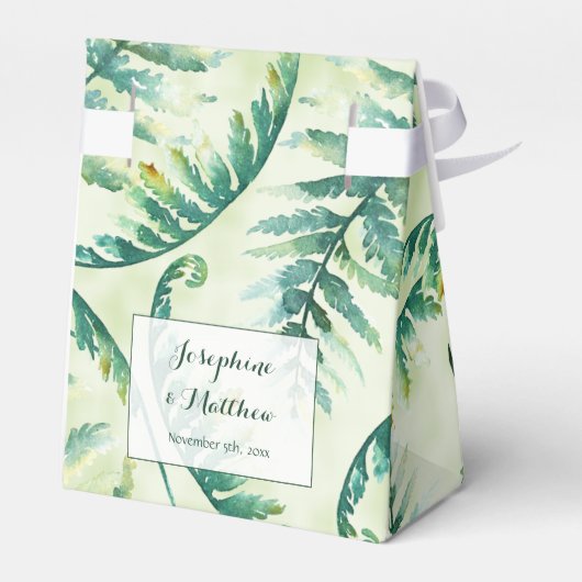 Groene varen bruiloft gunst dozen bedankdoosjes (Achterkant)