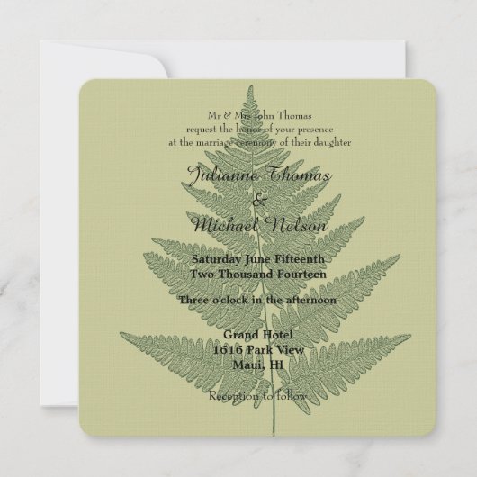 Groene Varen Bruiloft Kaart (Voorkant)