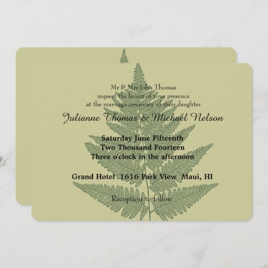 Groene Varen Bruiloft Kaart (Voorkant / Achterkant)