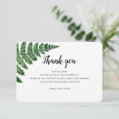 Groene varen dank je. Zomer bloemige huwelijkskaar Bedankkaart (Staand voorkant)